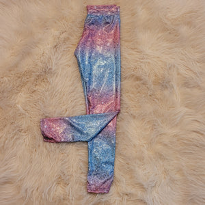 Pink & Blue Glitter Leggings Child Size 12