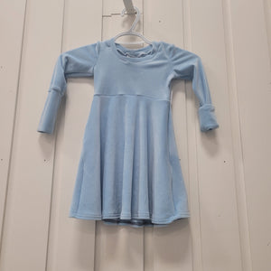 Blue Stretch Velvet Grow With Me Dress